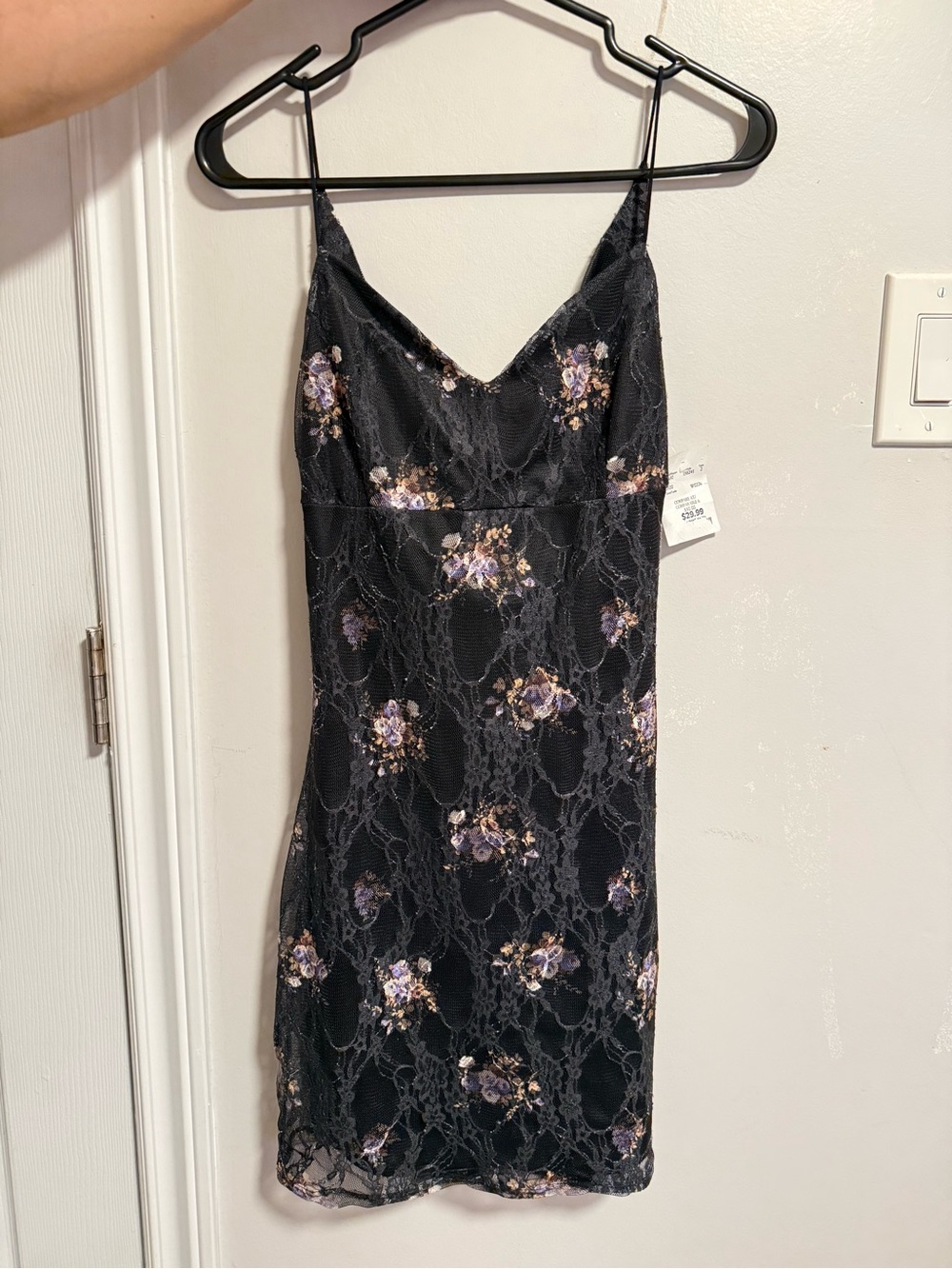Black floral lace mini dress| NEW
